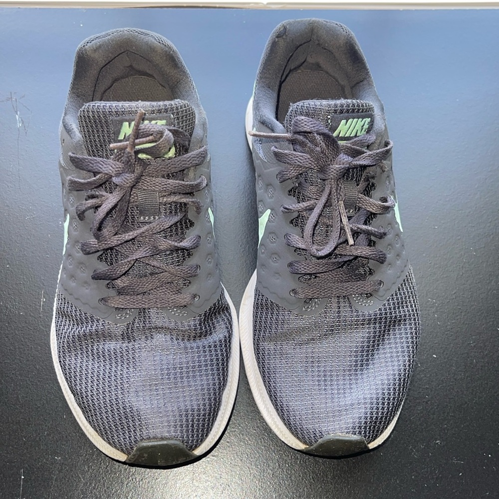 Gray and Green Nike Running Shoes